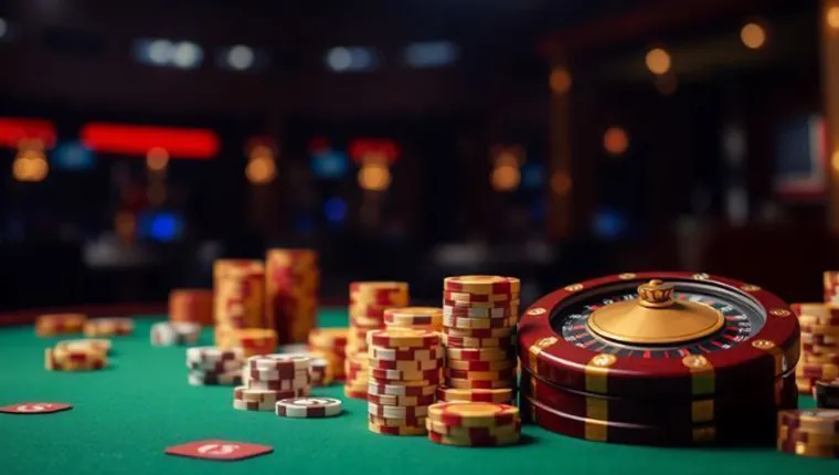 Responsible gaming concept with balanced scales